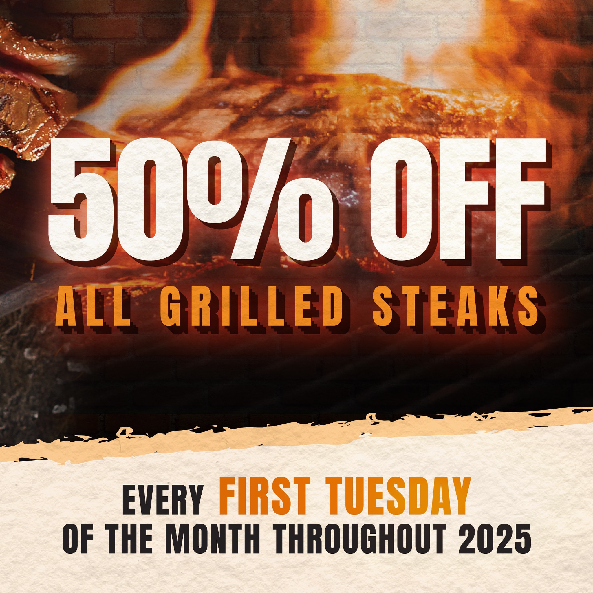 50% off all grilled steaks every first Tuesday of the month throughout 2025 at El Gaucho Steakhouse - Source: El Gaucho Steakhouse