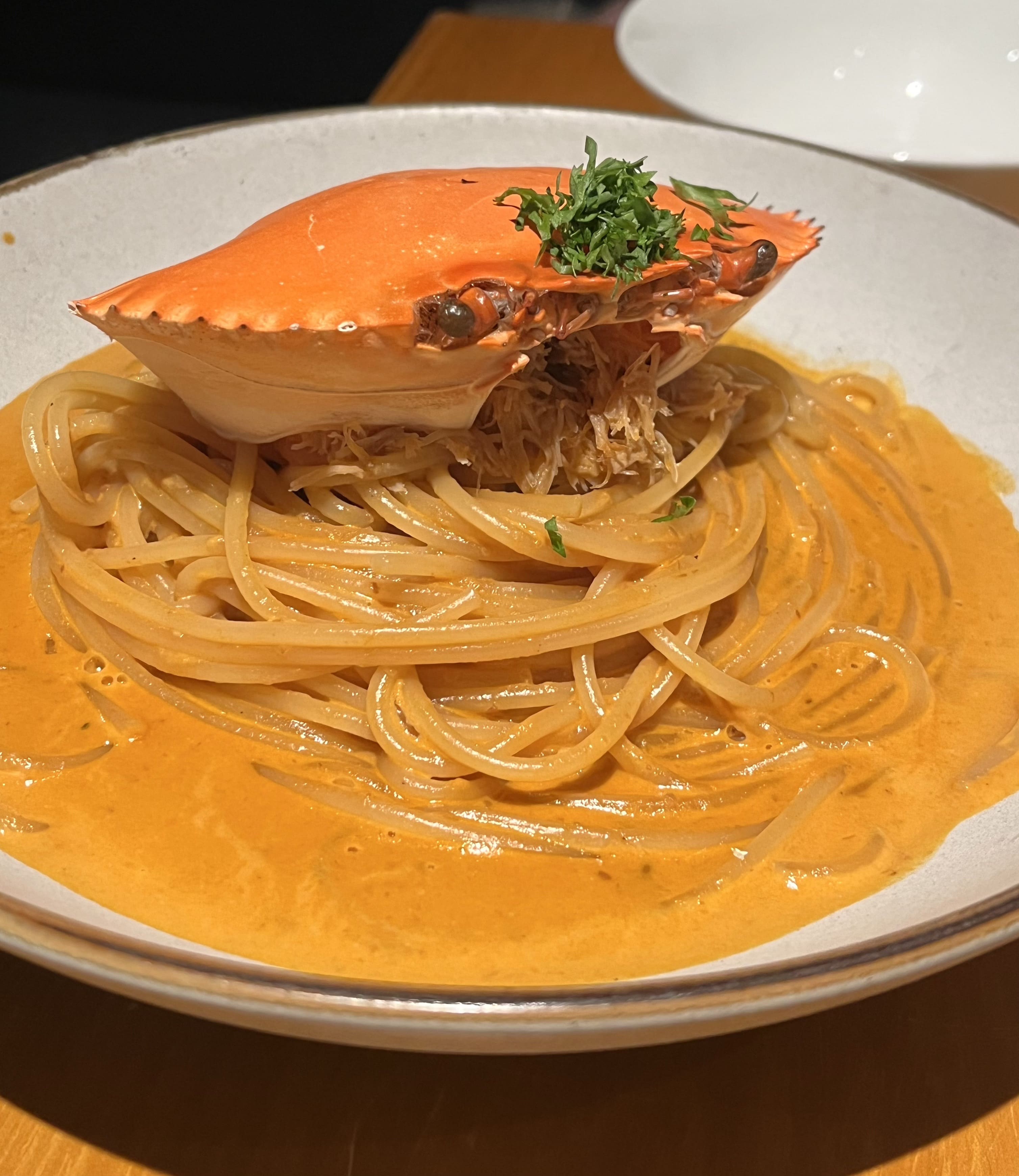 Tomato Cream Crab Spaghetti with Ricotta Cheese